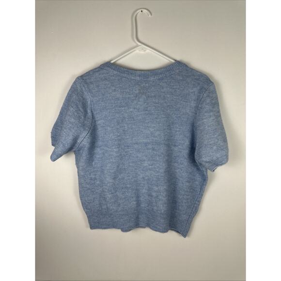 Anthropologie Maeve Short Sleeve Baby Blue Cardigan Sweater Size XL - Picture 2 of 7